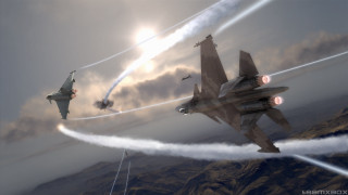Fighter jets cloudy sky mountains - formation free wallpaper