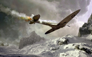 Plane mountain snow clouds rocket - a rocket free wallpaper