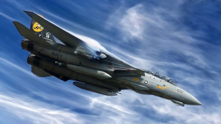 Fighter jet cloudy sky yellow 3 - a yellow star free wallpaper