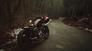 Motorcycle snowy woods tiltshift cinematic - a snowy road free wallpaper