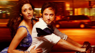 Man woman motorcycle night street - a car in the background free wallpaper